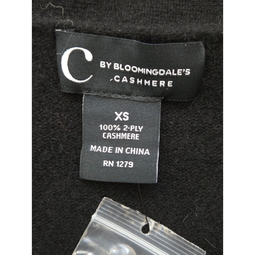 C by Bloomingdale's Cashmere Button Sweater Womens XS Black NWT $218 V11567 - Picture 4 of 6